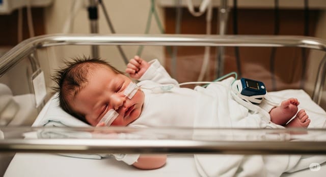 Trẻ sơ sinh là nhóm nguy cơ cao dễ bị diễn tiến nặng khi nhiễm virus hợp bào đường hô hấp (RSV). Hình minh họa.