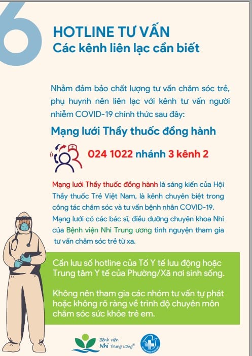 Infographic_Hotline tư vấn điều trị trẻ F0 tại nhà phụ huynh cần biết