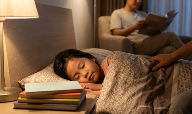 Hạn chế sử dụng thiết bị điện tử trước giờ ngủ giúp cải thiện đáng kể chất lượng giấc ngủ của trẻ. Hình minh họa