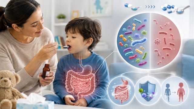 Lạm dụng kháng sinh trong những năm đầu đời có thể làm xáo trộn hệ vi sinh đường ruột, ảnh hưởng đến tiêu hóa, miễn dịch và nguy cơ tăng cân ở trẻ.